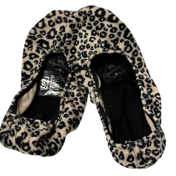 Spare Soles Foldable Flat Shoes Womens 5-6 S Leopard Print Matching Wristlet Bag - Picture 2 of 9
